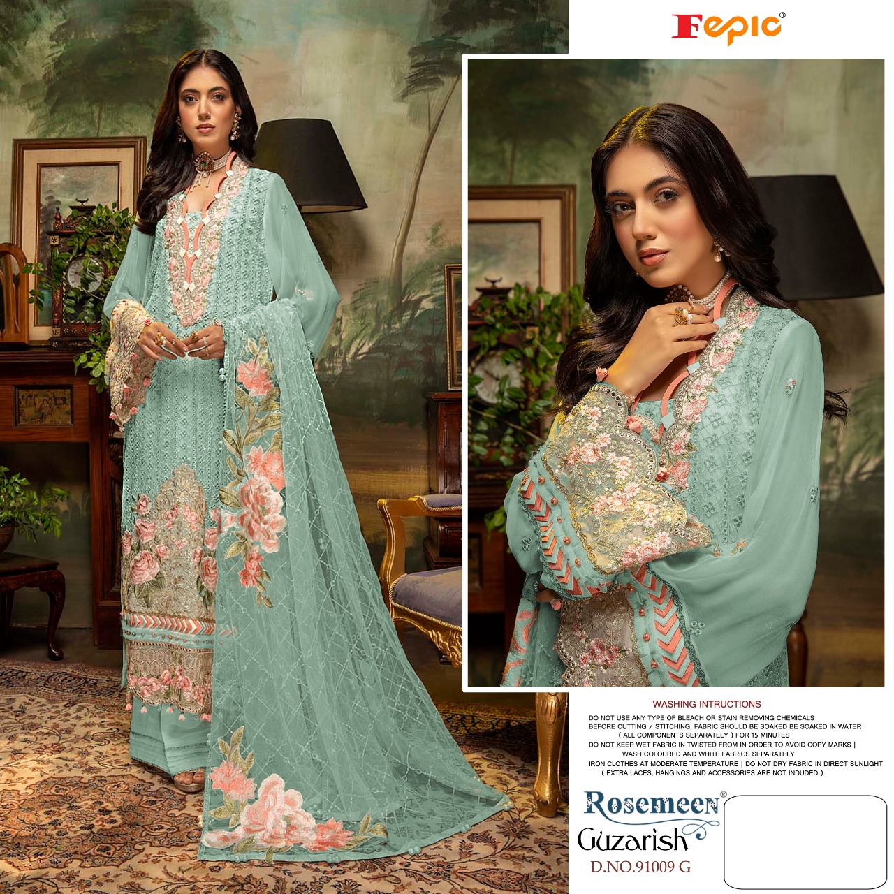 fepic roesemeen 91009 georgette elegant look salwar suit catalog