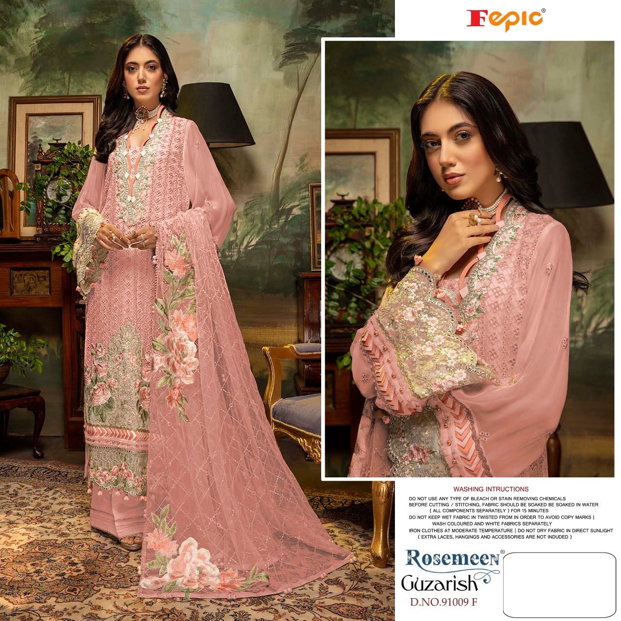 fepic roesemeen 91009 georgette elegant look salwar suit catalog