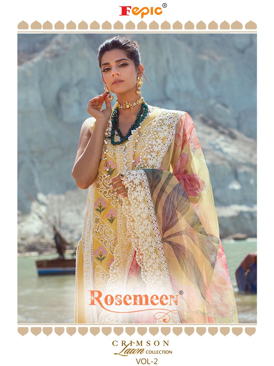 fepic rosemeen crimson lawn collection vol 2 cotton astonishing salwar suit catalog