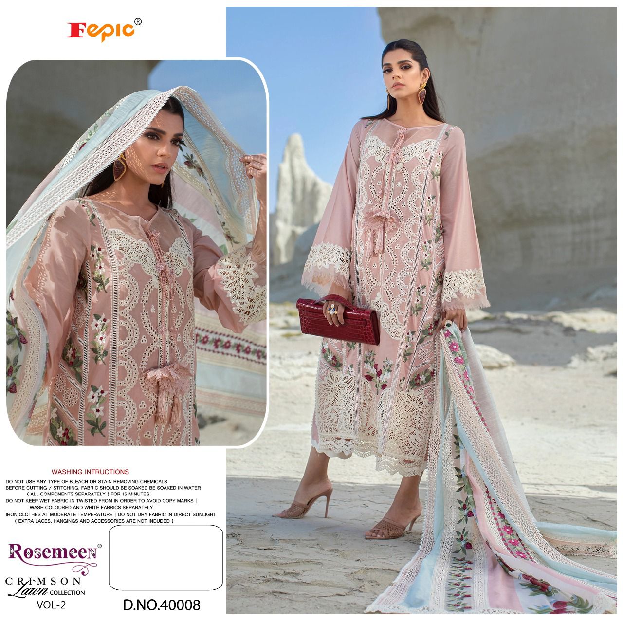 fepic rosemeen crimson lawn collection vol 2 cotton astonishing salwar suit catalog