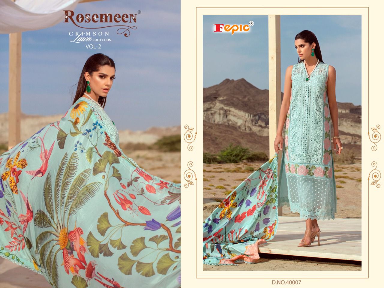 fepic rosemeen crimson lawn collection vol 2 cotton astonishing salwar suit catalog