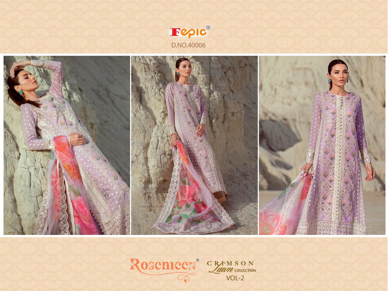 fepic rosemeen crimson lawn collection vol 2 cotton astonishing salwar suit catalog