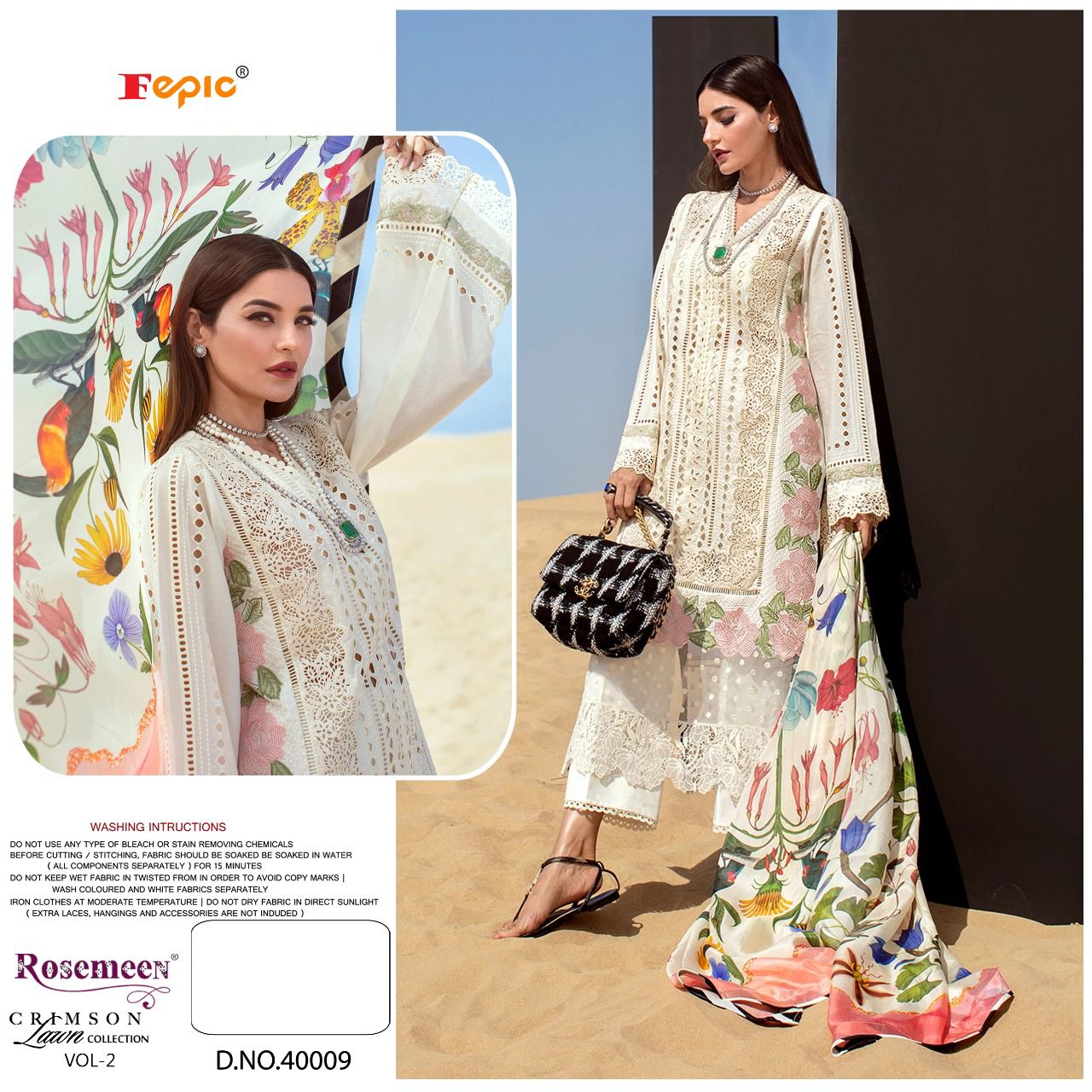 fepic rosemeen crimson lawn collection vol 2 cotton astonishing salwar suit catalog