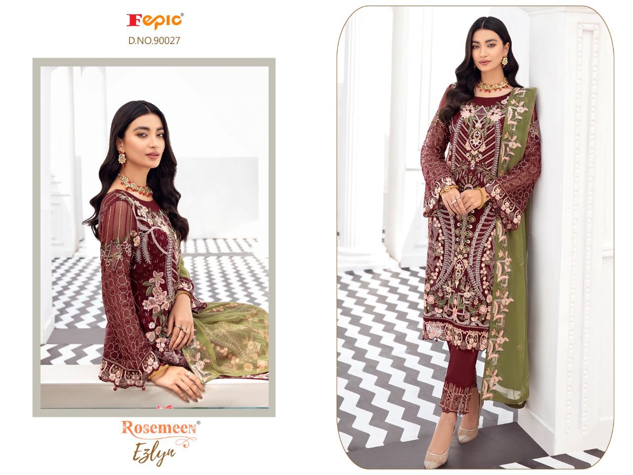 fepic rosemeen ezlyn georgette regal look salwar suit catalog