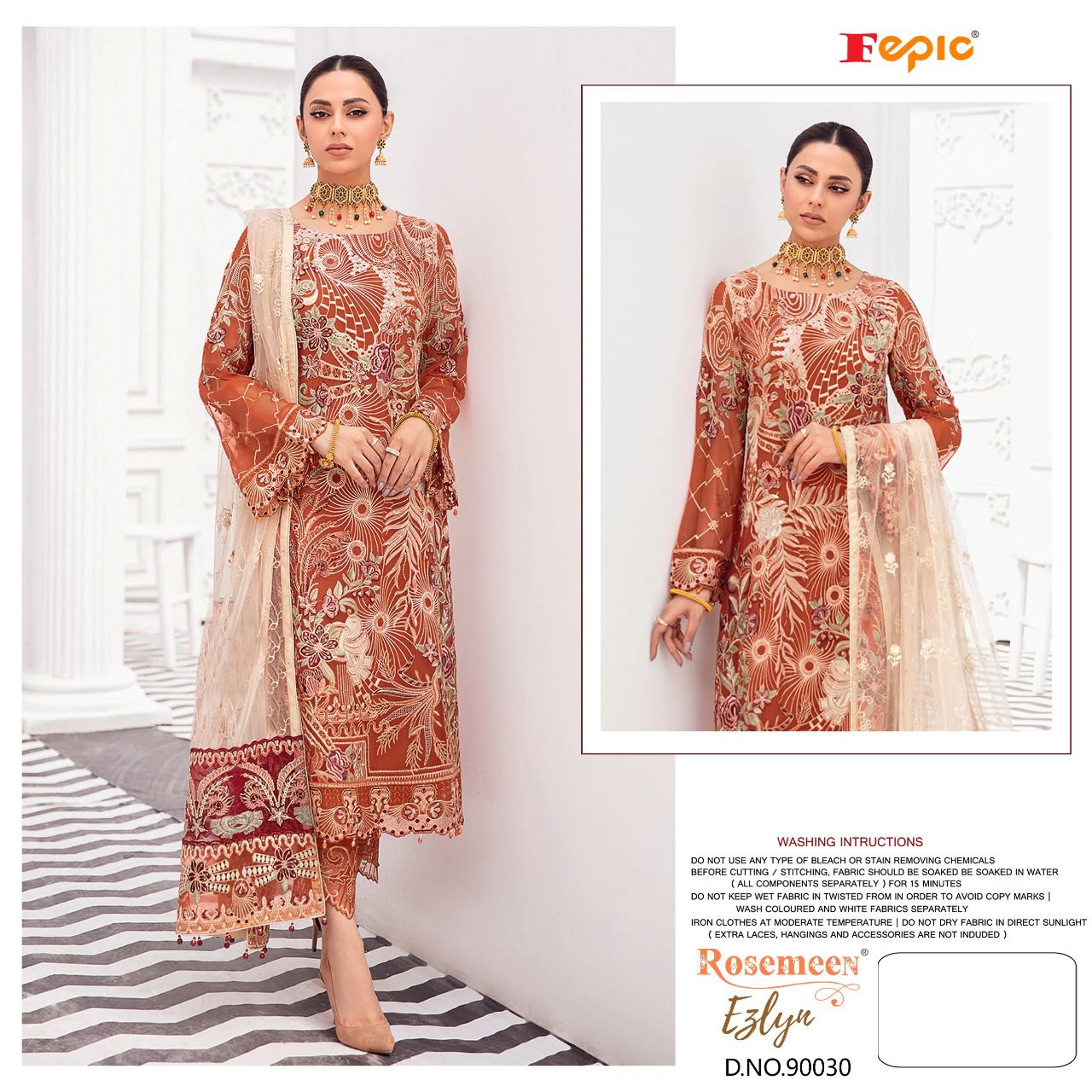 fepic rosemeen ezlyn georgette regal look salwar suit catalog