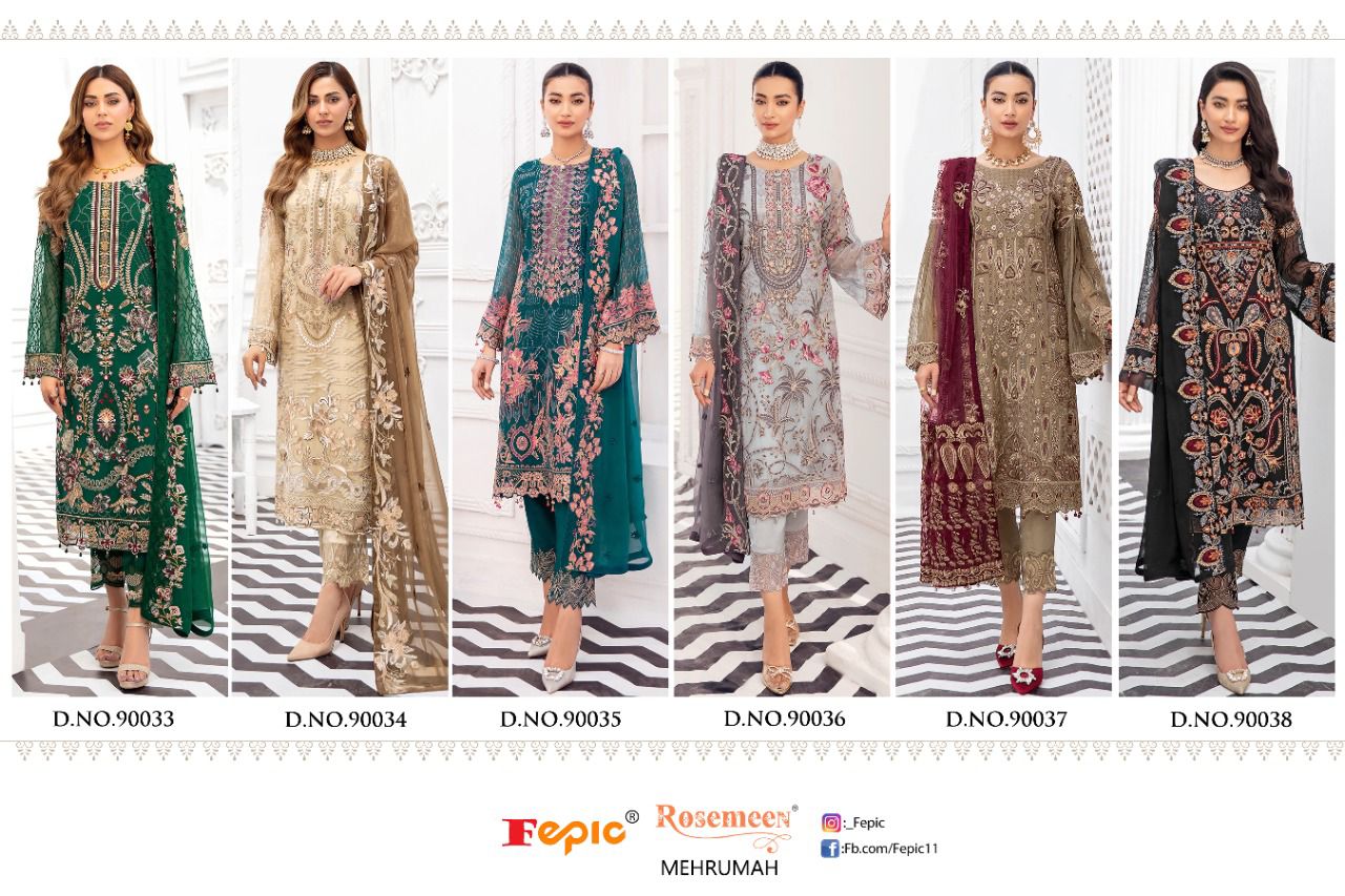 fepic rosemeen mehrumah georgette graceful look salwar suit catalog