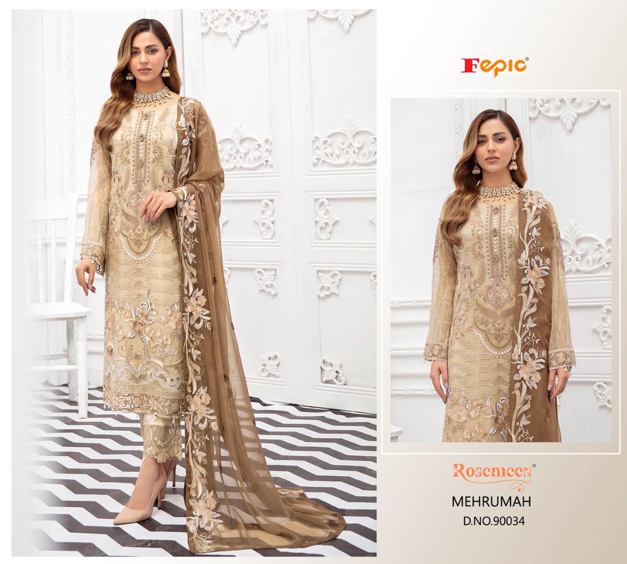 fepic rosemeen mehrumah georgette graceful look salwar suit catalog