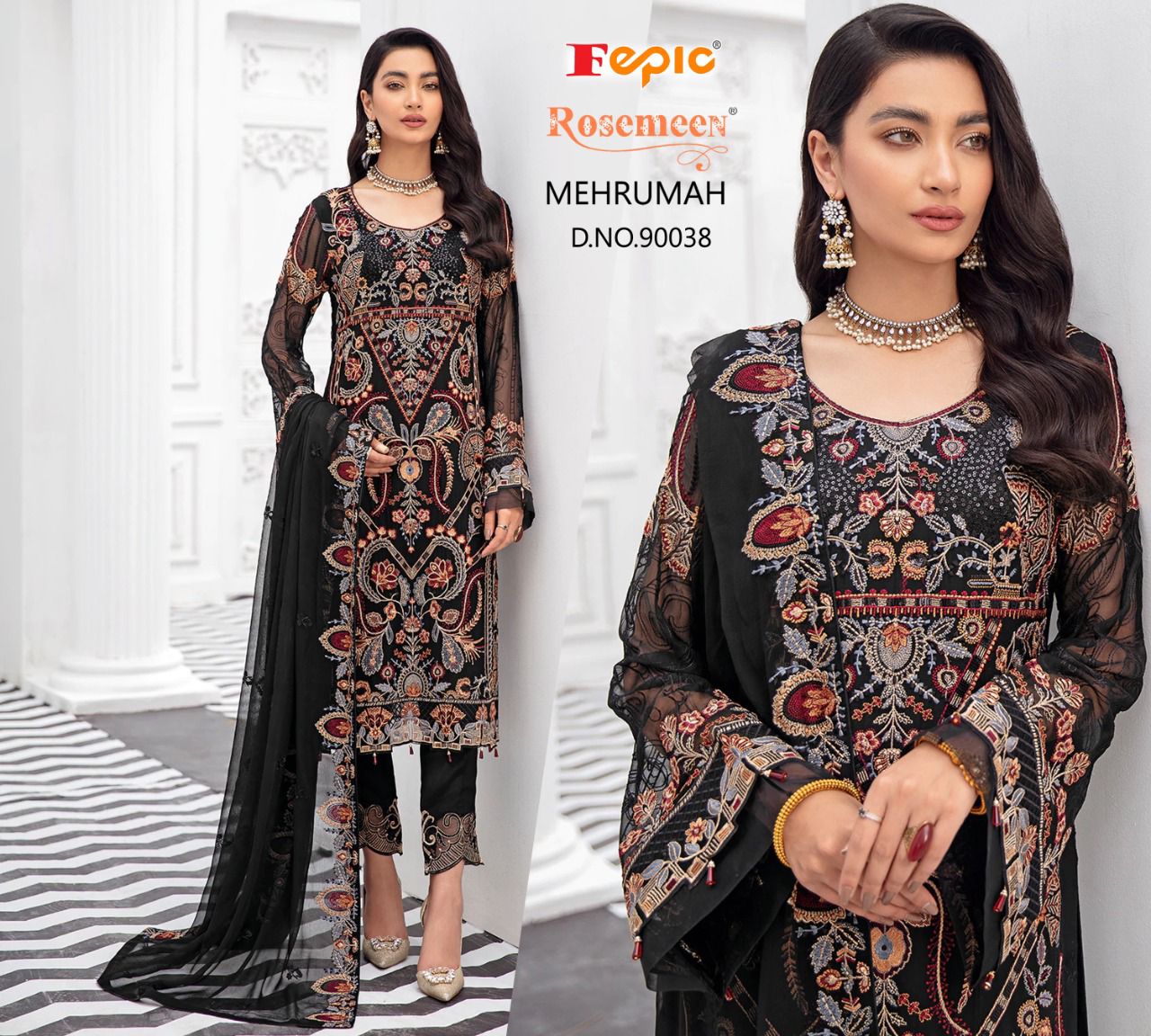 fepic rosemeen mehrumah georgette graceful look salwar suit catalog