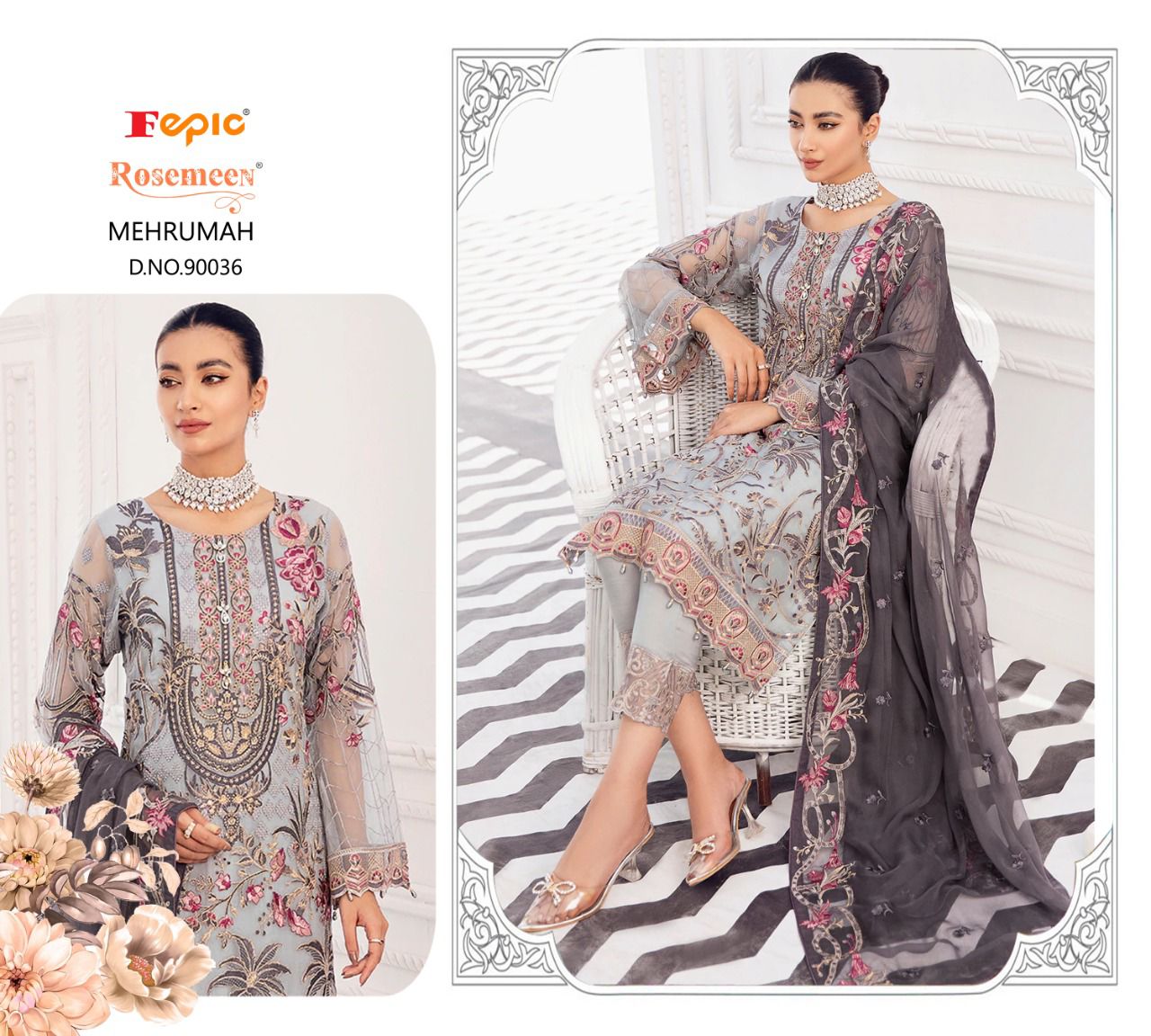 fepic rosemeen mehrumah georgette graceful look salwar suit catalog