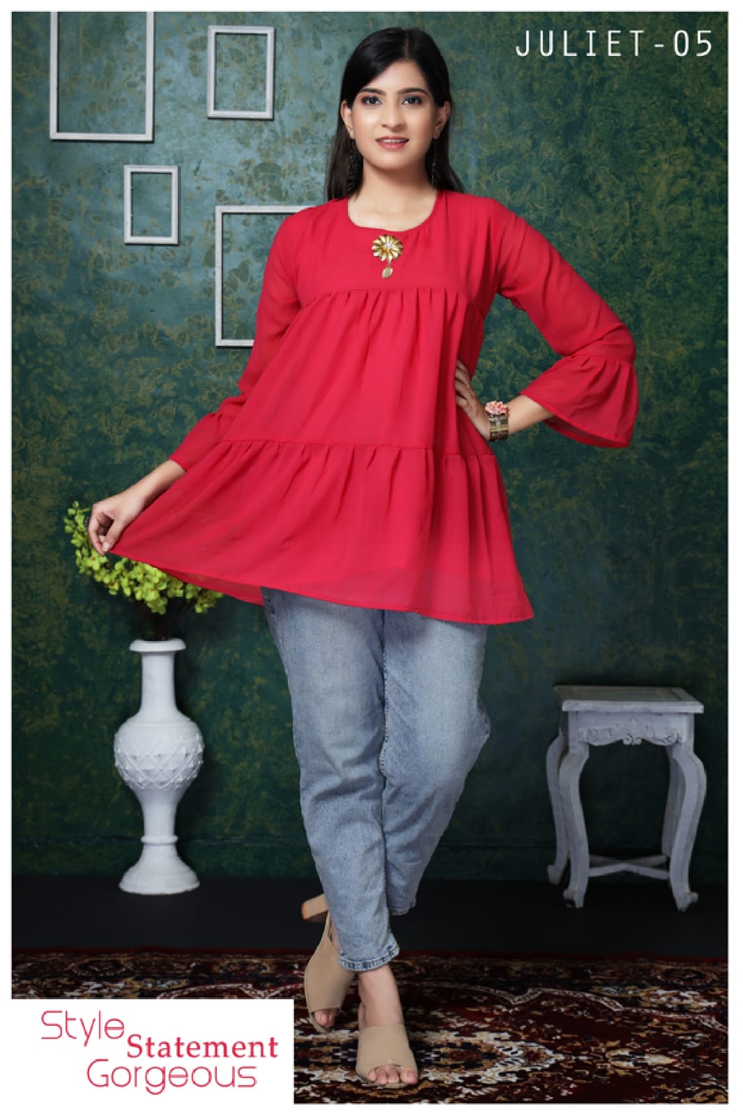 gaabha juliet georgette decent look short top catalog