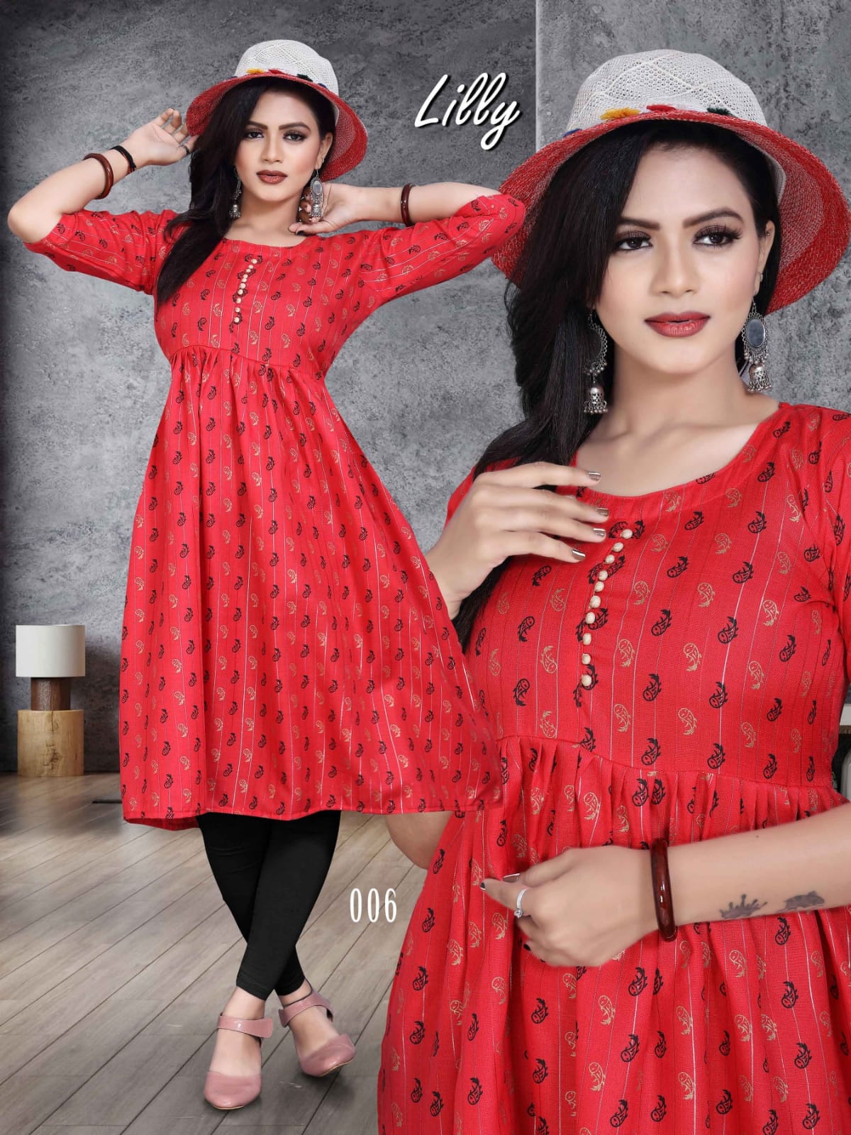 gaabha lilly lurex exclusive print top catalog