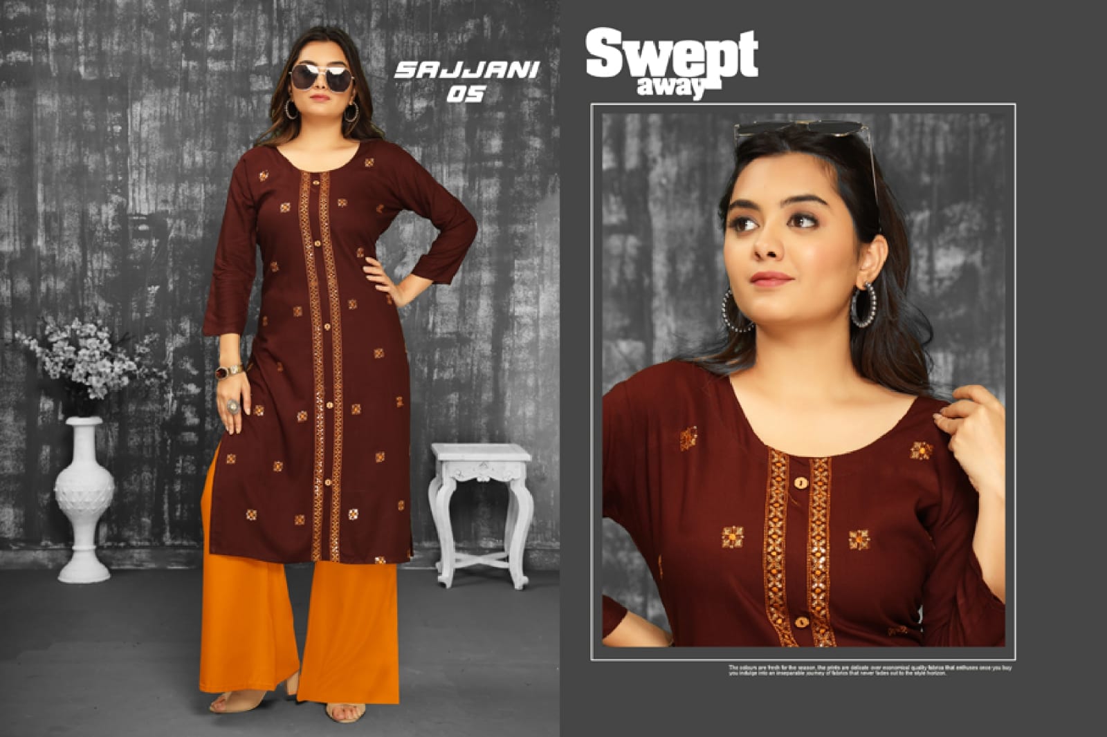 gaabha sajjani decent look kurti with palazzo catalog