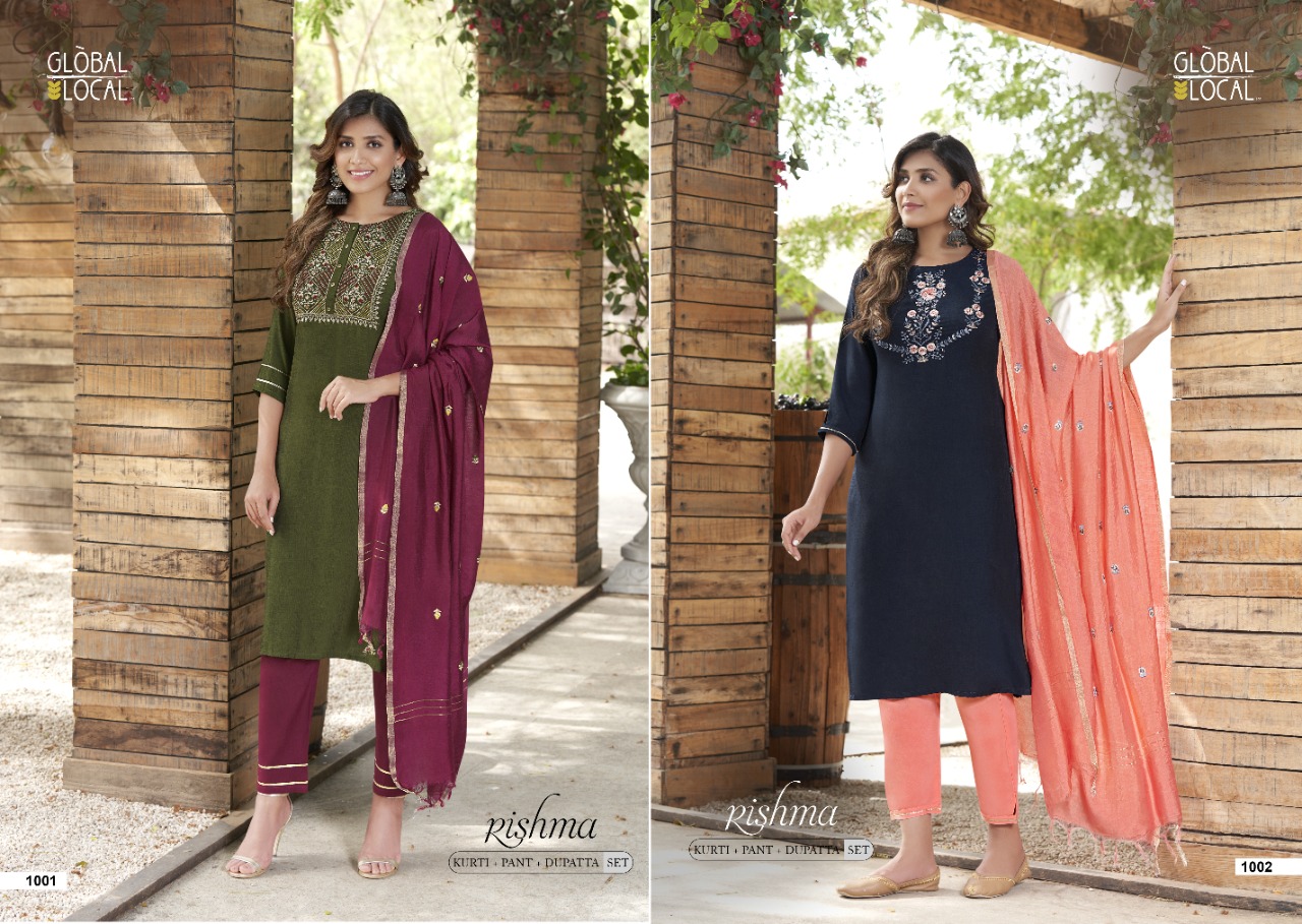 global local rishma muslin elegant top with bottom and dupatta catalog