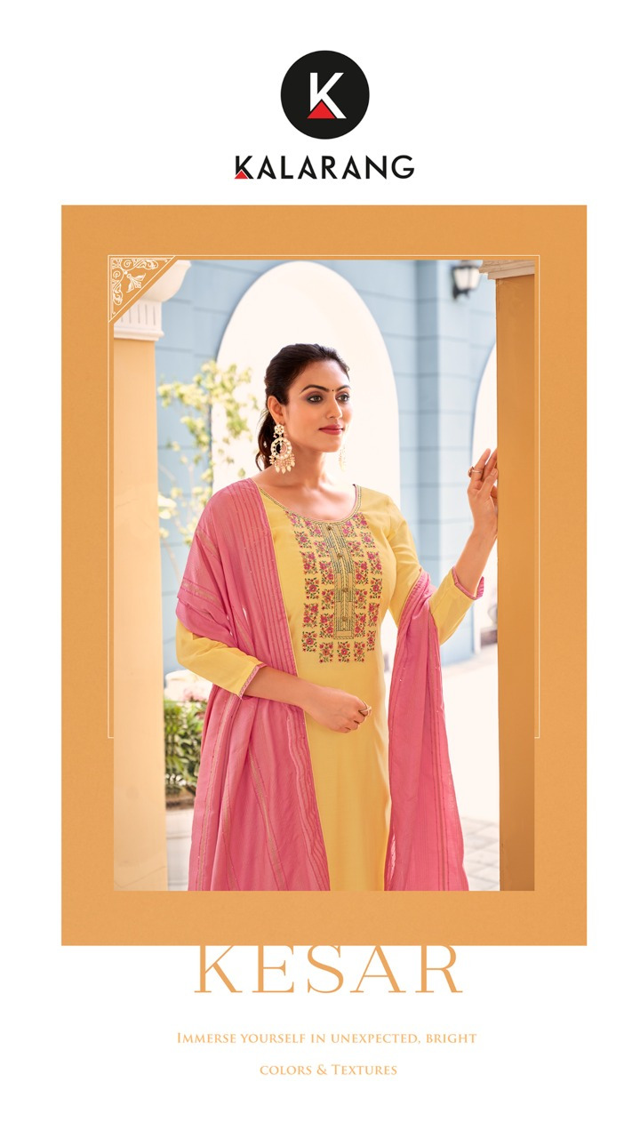 kalarang fourdots kesar muslin astonishing look salwar suit catalog