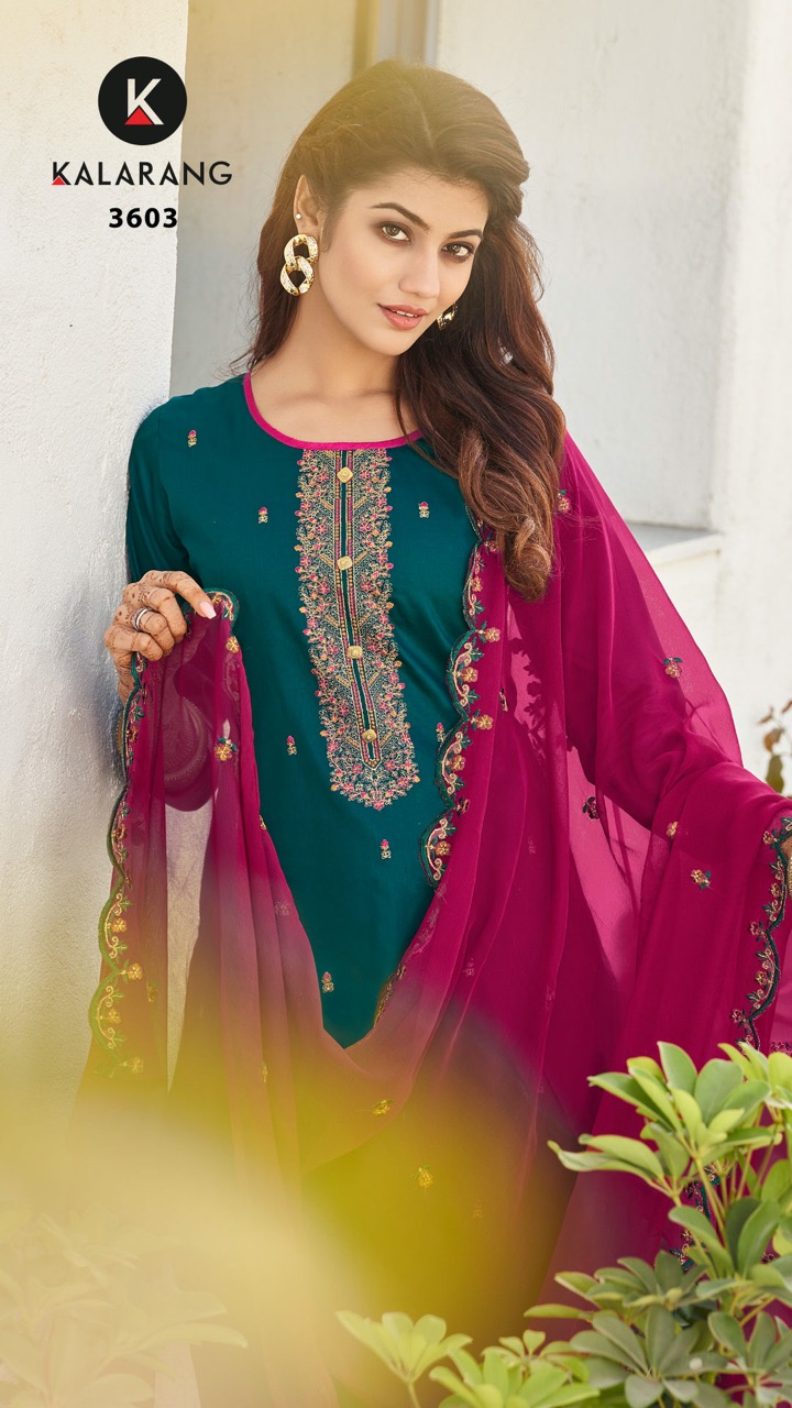 kalarang sanjh jam silk astonishing look salwar suit catalog