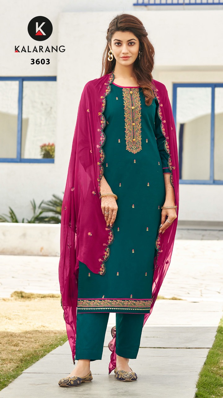 kalarang sanjh jam silk astonishing look salwar suit catalog