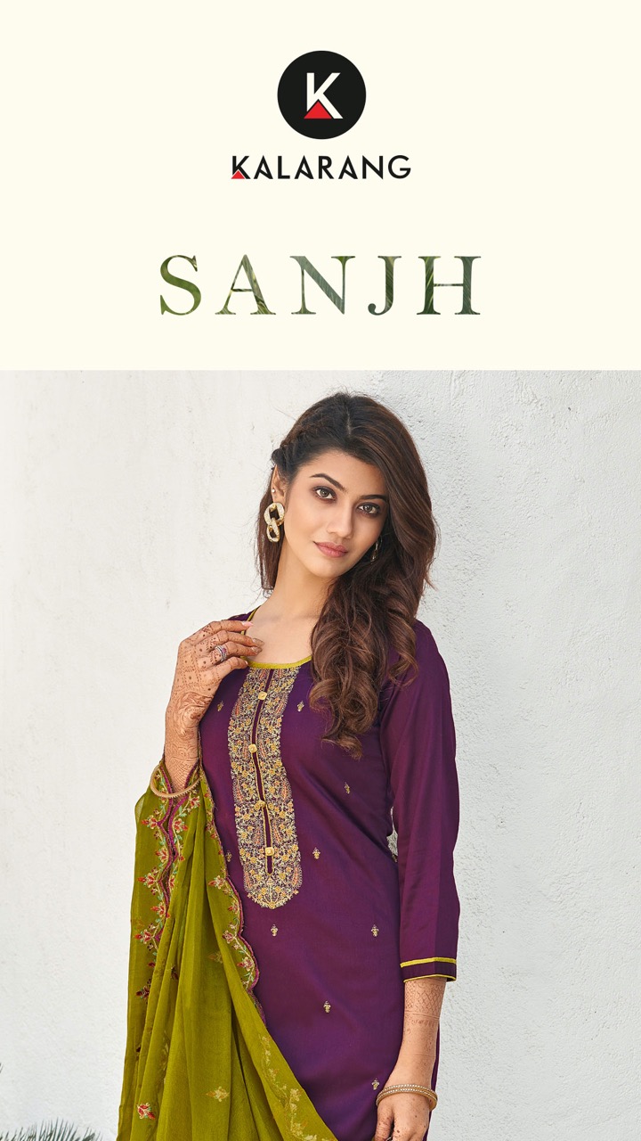 kalarang sanjh jam silk astonishing look salwar suit catalog