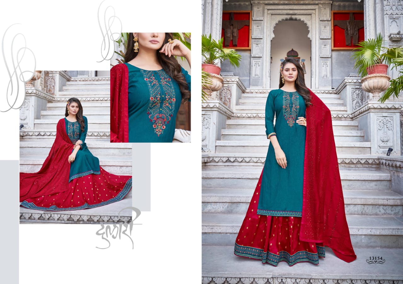 kalaroop by kajree carnival vol 4 silk astonishing top with lehenga and dupatta catalog