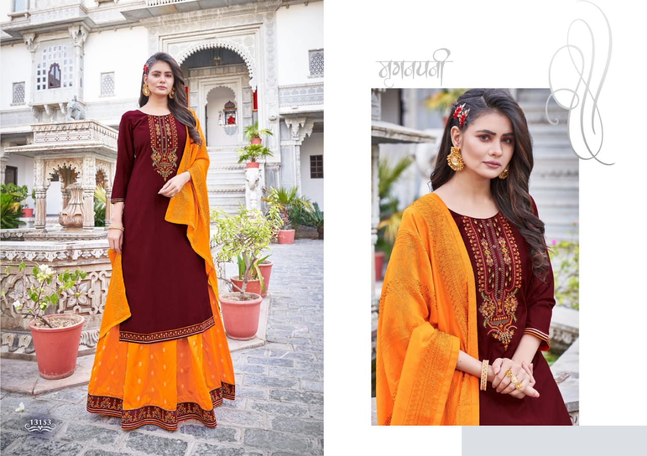 kalaroop by kajree carnival vol 4 silk astonishing top with lehenga and dupatta catalog