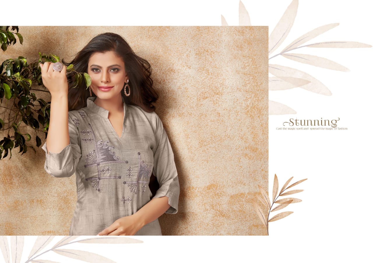 kalaroop by kajree creamy rayon elegant kurti catalog