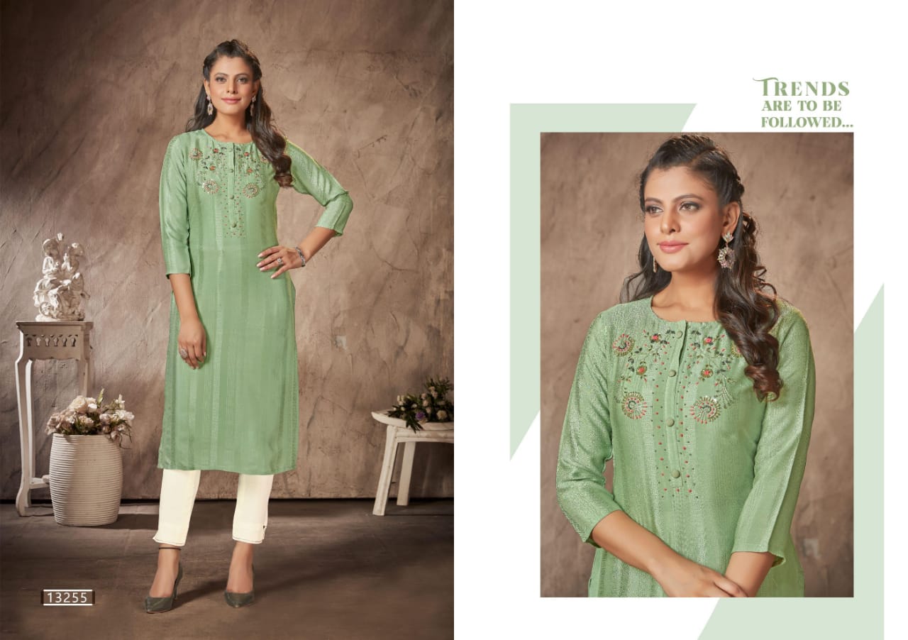 kalaroop by kajree cruise rayon decent look kurti catalog