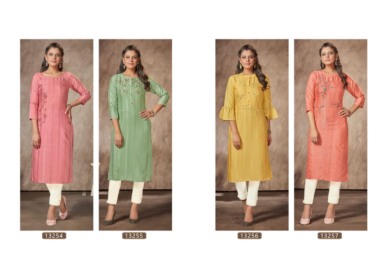 kalaroop by kajree cruise rayon decent look kurti catalog