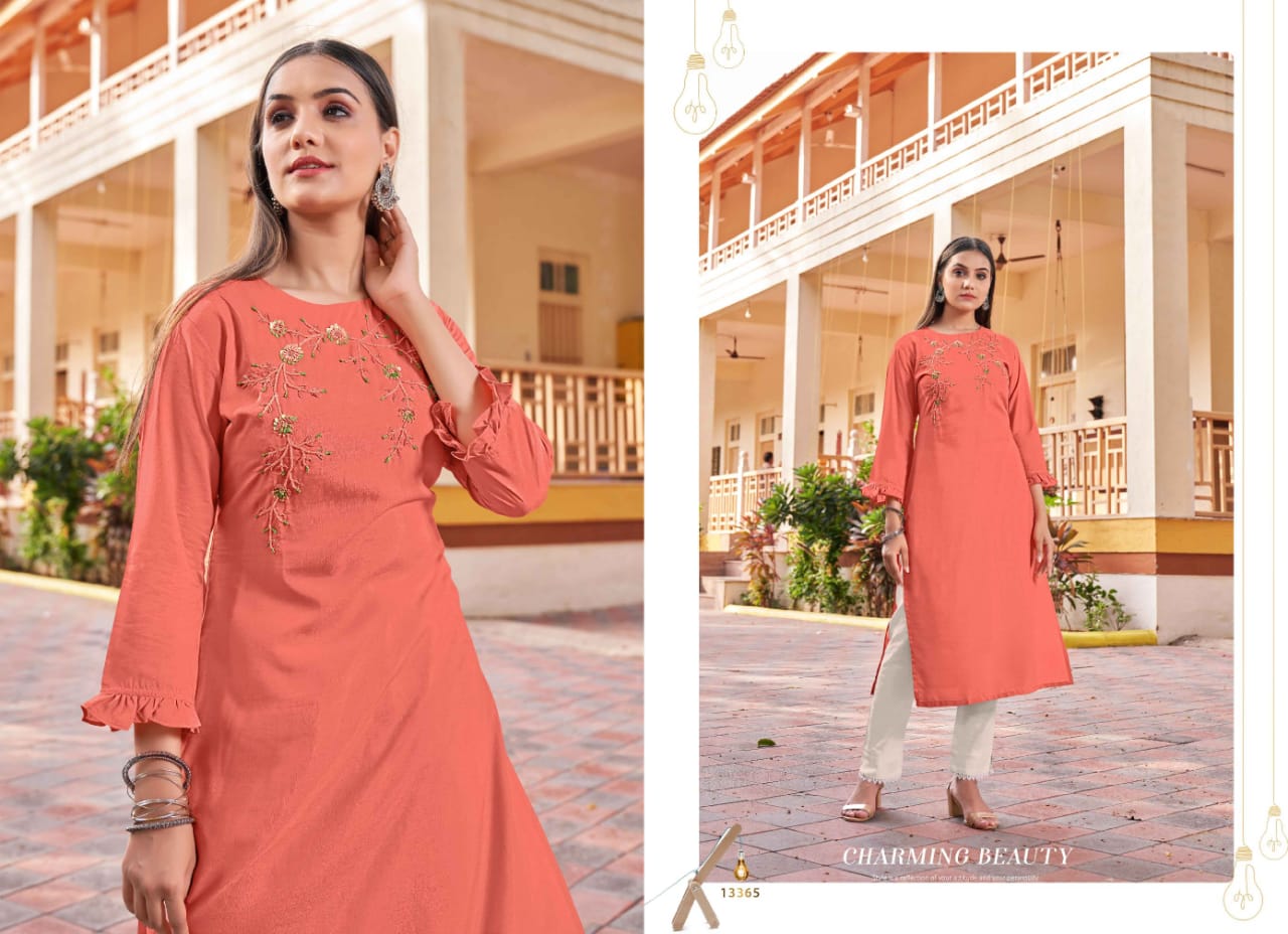 kalaroop by kajree Vision 3 silk decent look kurti catalog