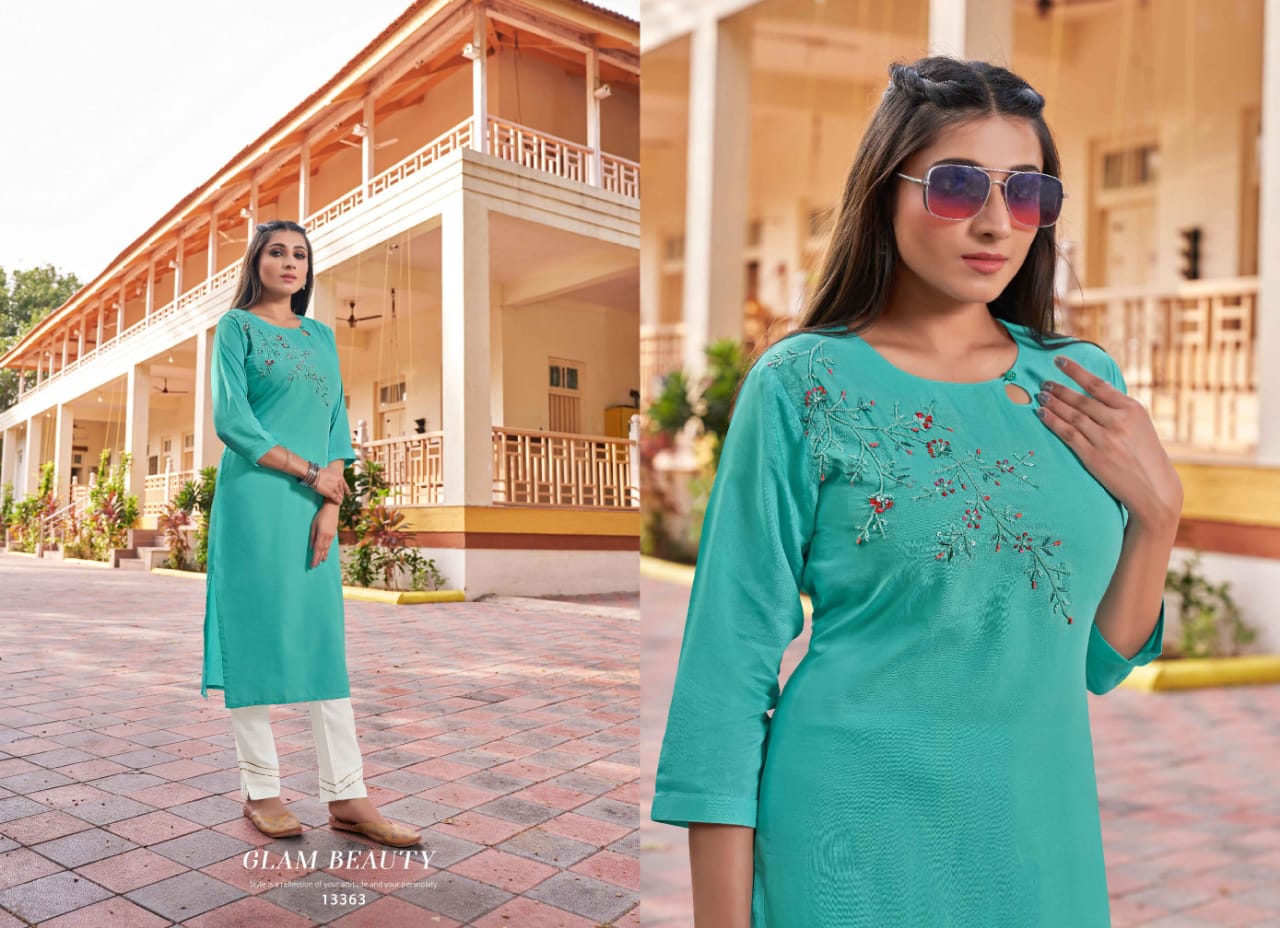 kalaroop by kajree Vision 3 silk decent look kurti catalog