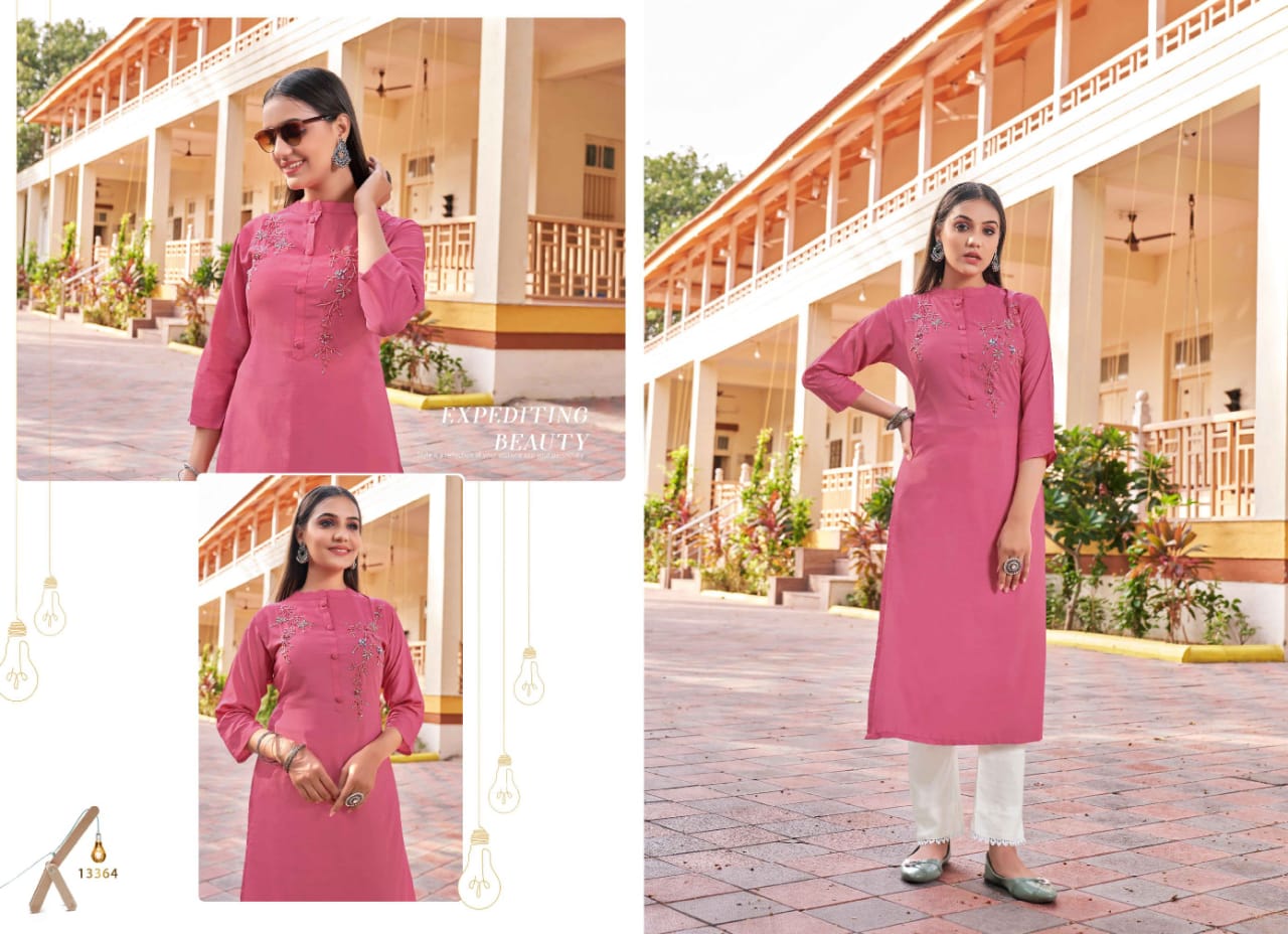 kalaroop by kajree Vision 3 silk decent look kurti catalog