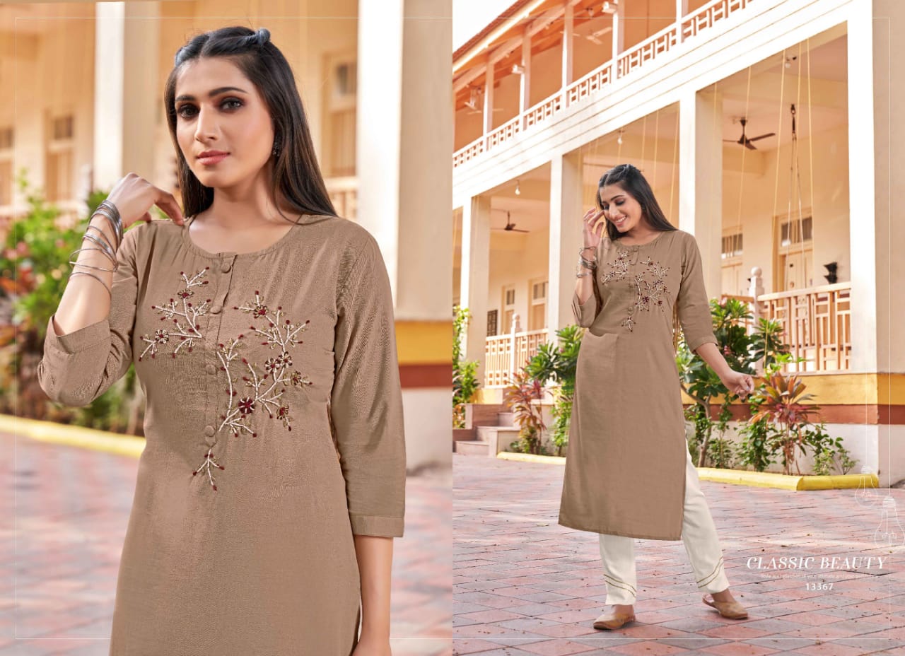 kalaroop by kajree Vision 3 silk decent look kurti catalog