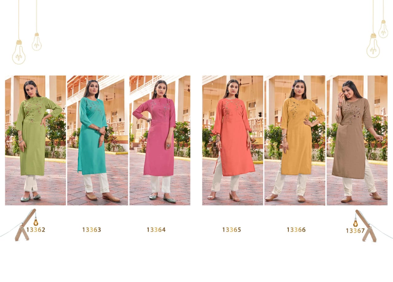 kalaroop by kajree Vision 3 silk decent look kurti catalog