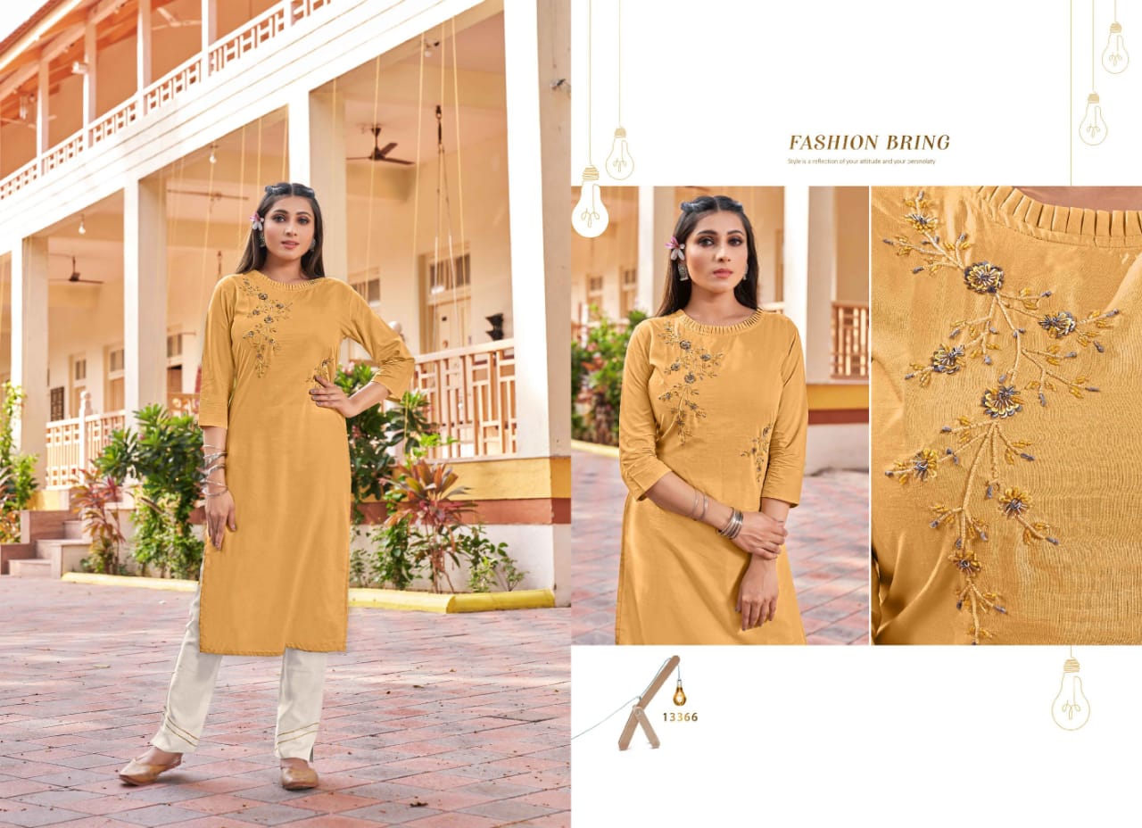 kalaroop by kajree Vision 3 silk decent look kurti catalog