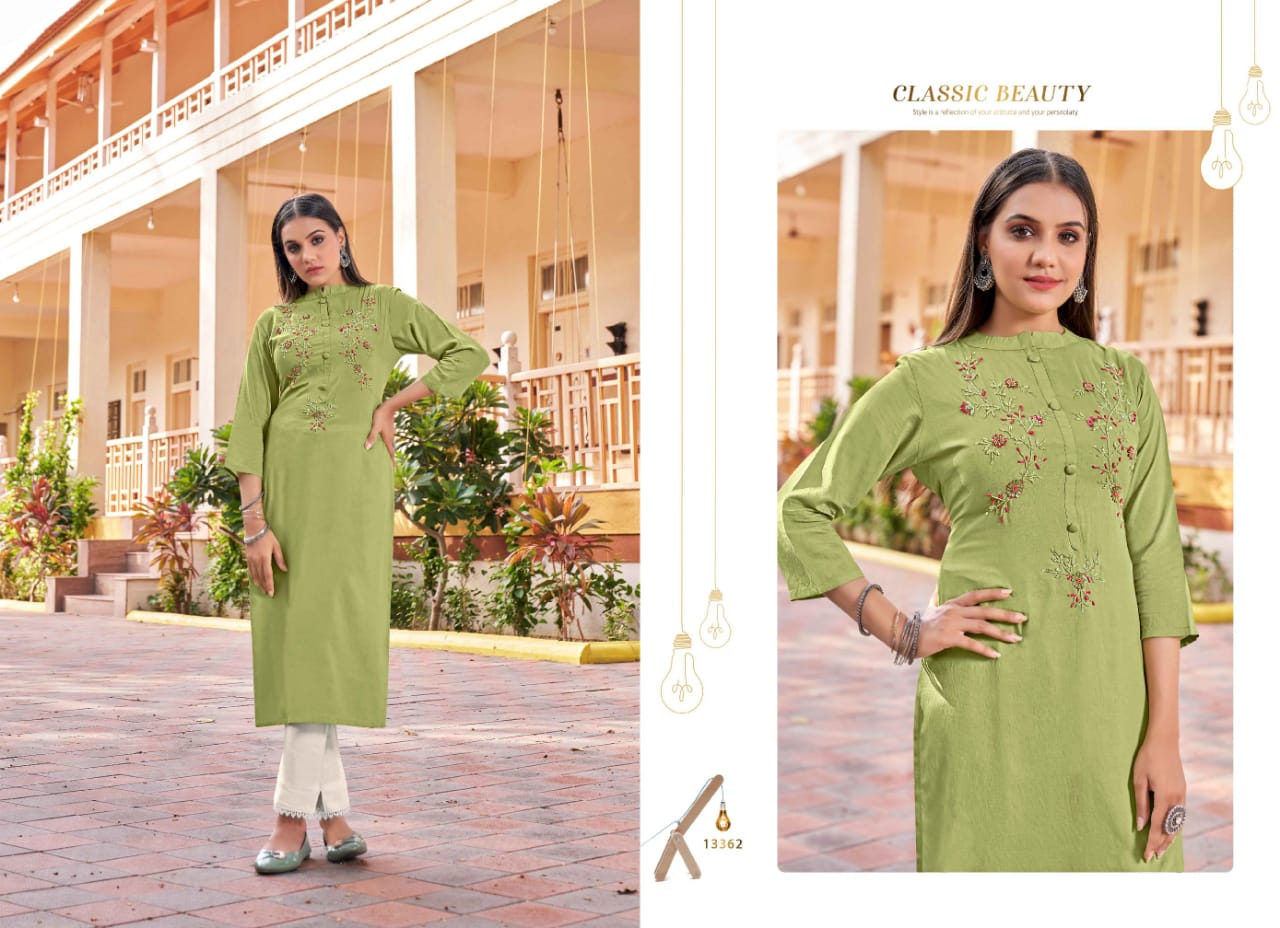 kalaroop by kajree Vision 3 silk decent look kurti catalog