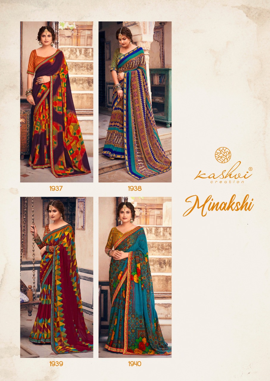 lt kashvi creation minakshi georgette innovative print saree catalog