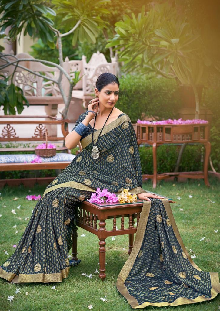 lt saree kashvi creation black Moss aashvi silk graceful print saree catalog