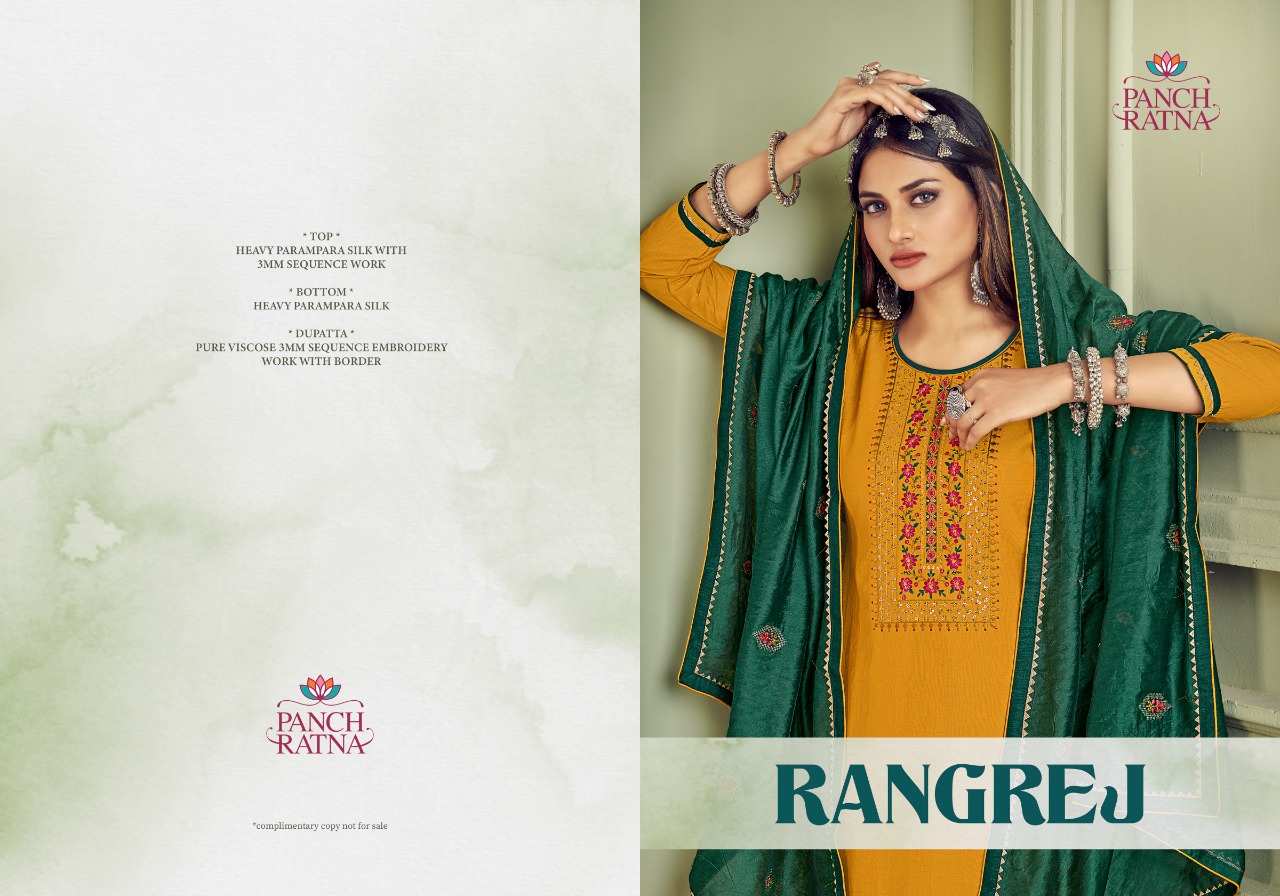 panch ratna rangrej parampara silk elegant style salwar suit catalog