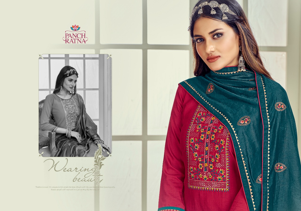 panch ratna rangrej parampara silk elegant style salwar suit catalog