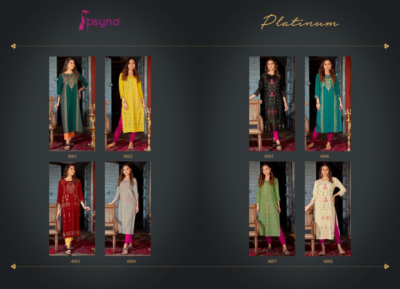 psyna platinum vol 4 rayon new and modern style kurti catalog