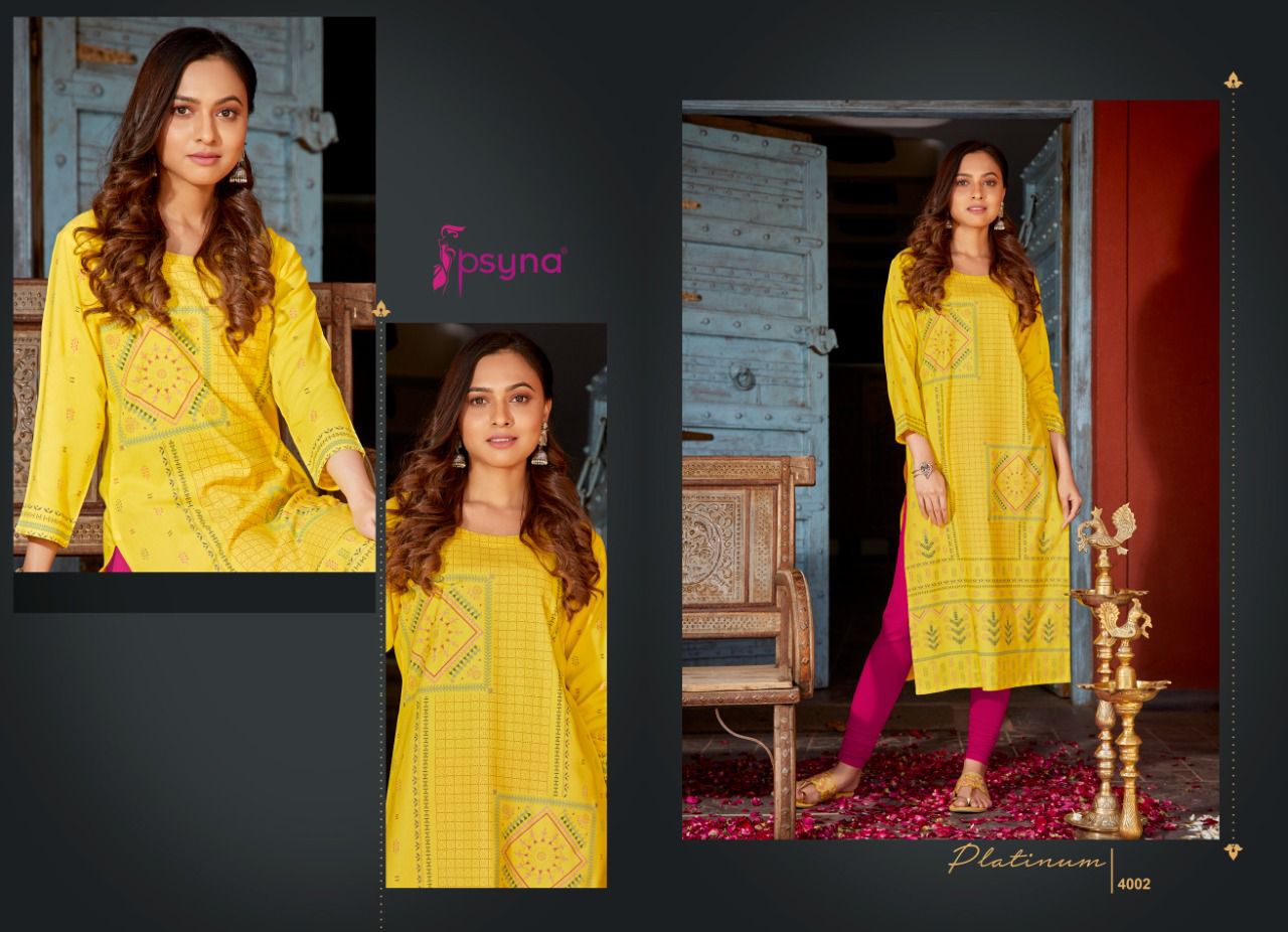 psyna platinum vol 4 rayon new and modern style kurti catalog