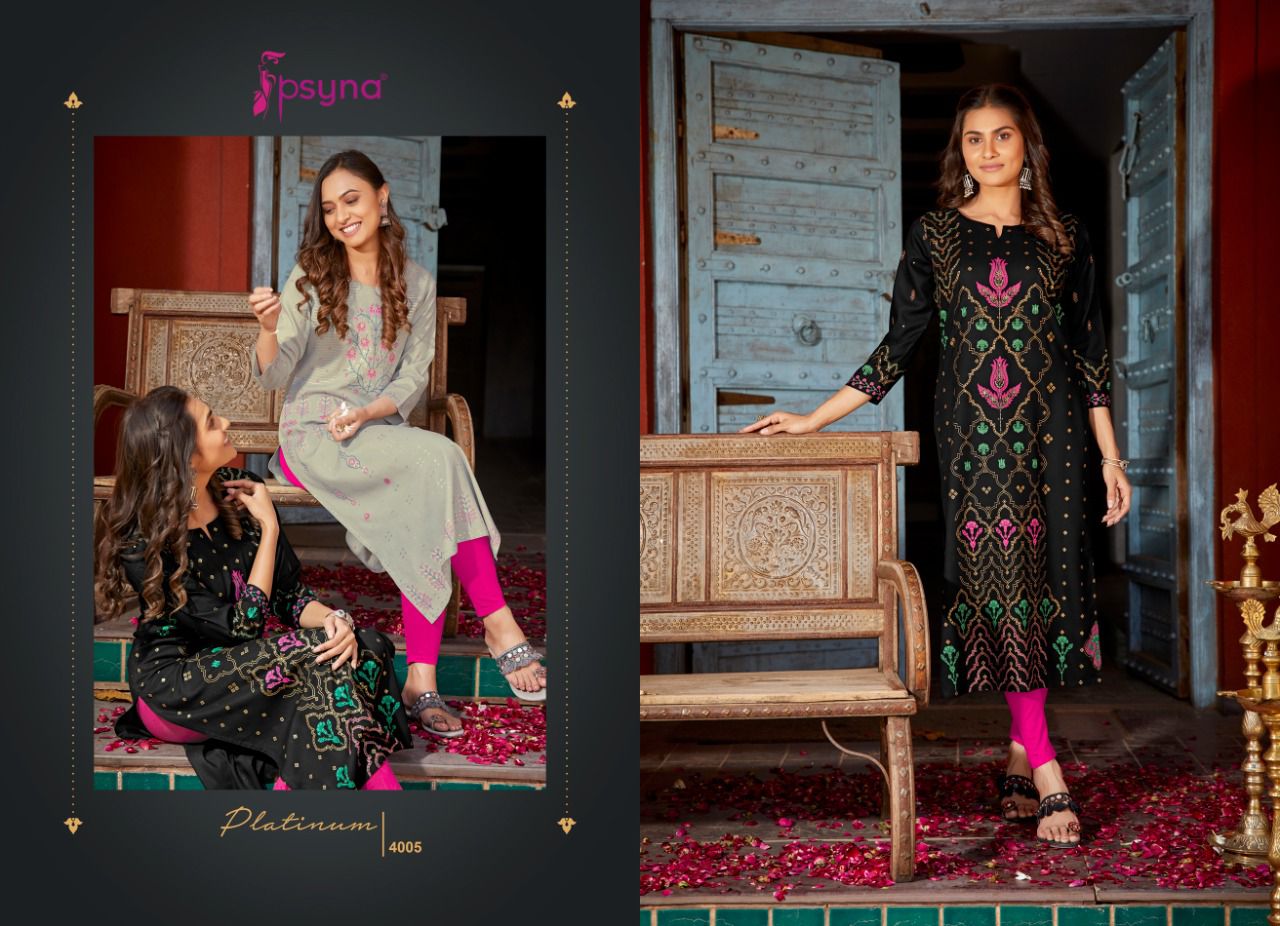 psyna platinum vol 4 rayon new and modern style kurti catalog