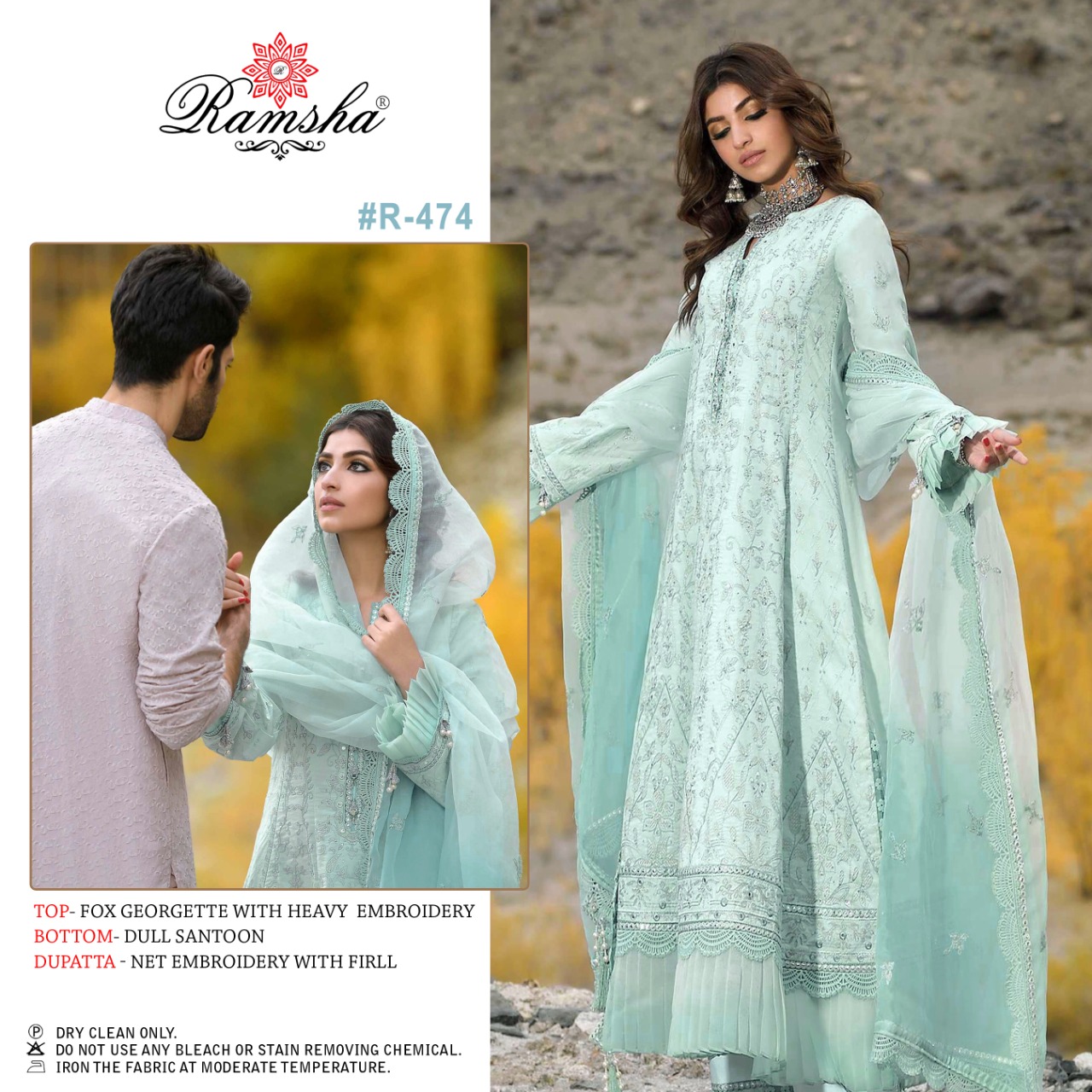 ramsha ramsha r-474 georget decent look salwar suit single