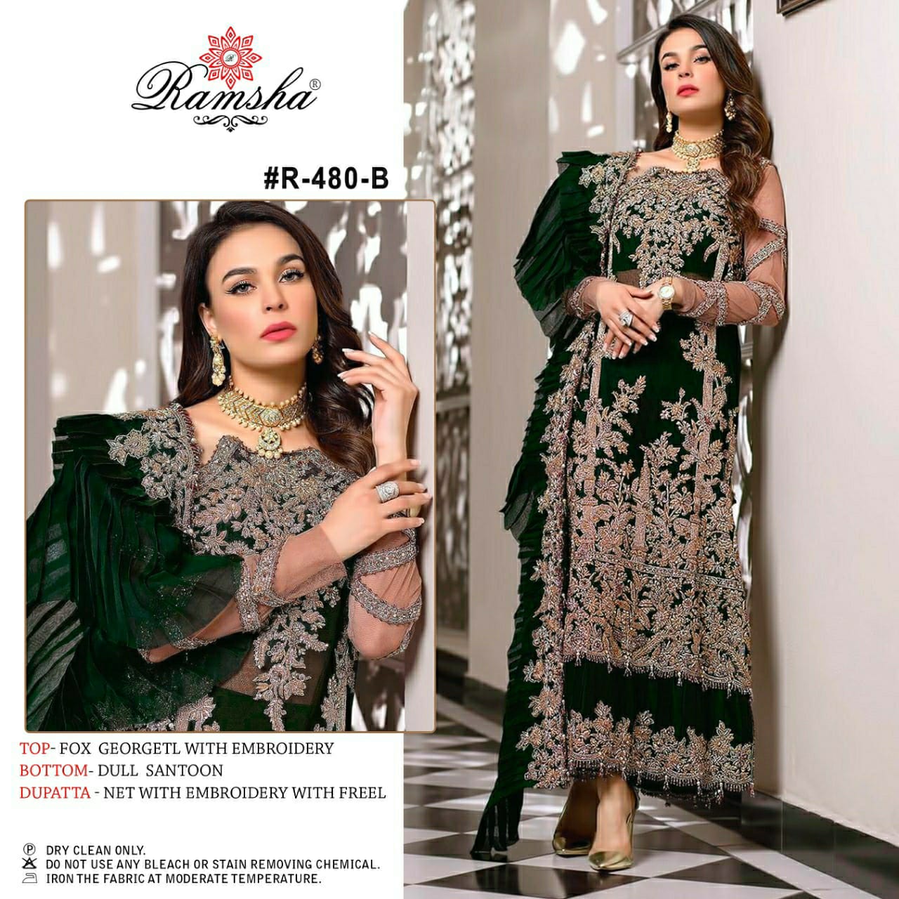 Ramsha Ramsha  R-480 B Salwar Kameez Georgette Singles