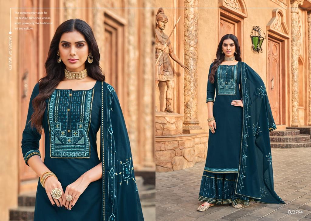 rangoon ghoomar dark cotton authentic fabric top with sharara and dupatta catalog