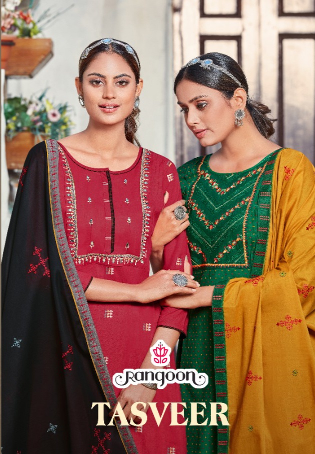 rangoon tasveer cotton attractive top bottom with dupatta catalog