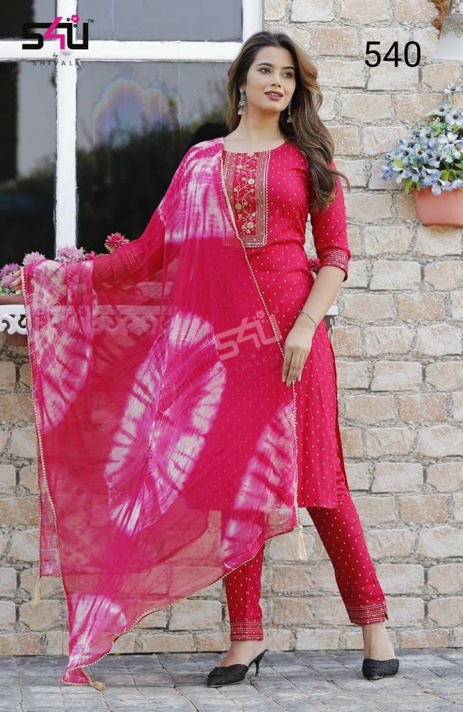 s4u d no 540 fancy innovative style top bottom with dupatta  size set