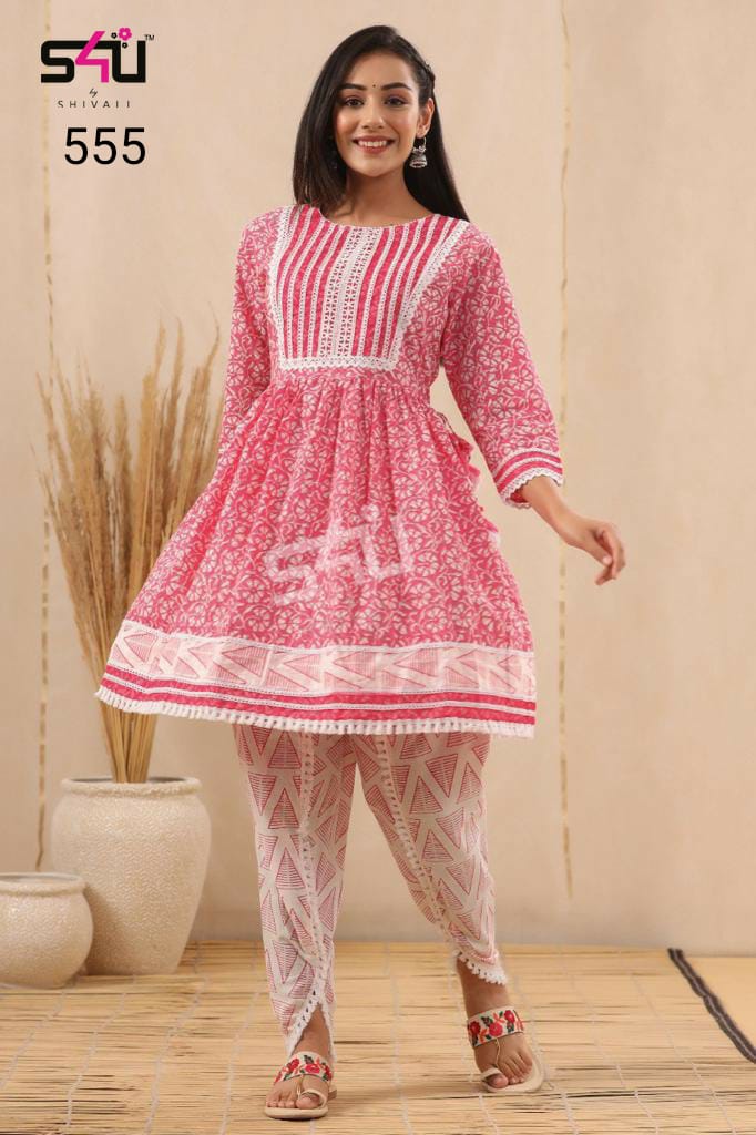 s4u 555 fancy catchy look kurti size set