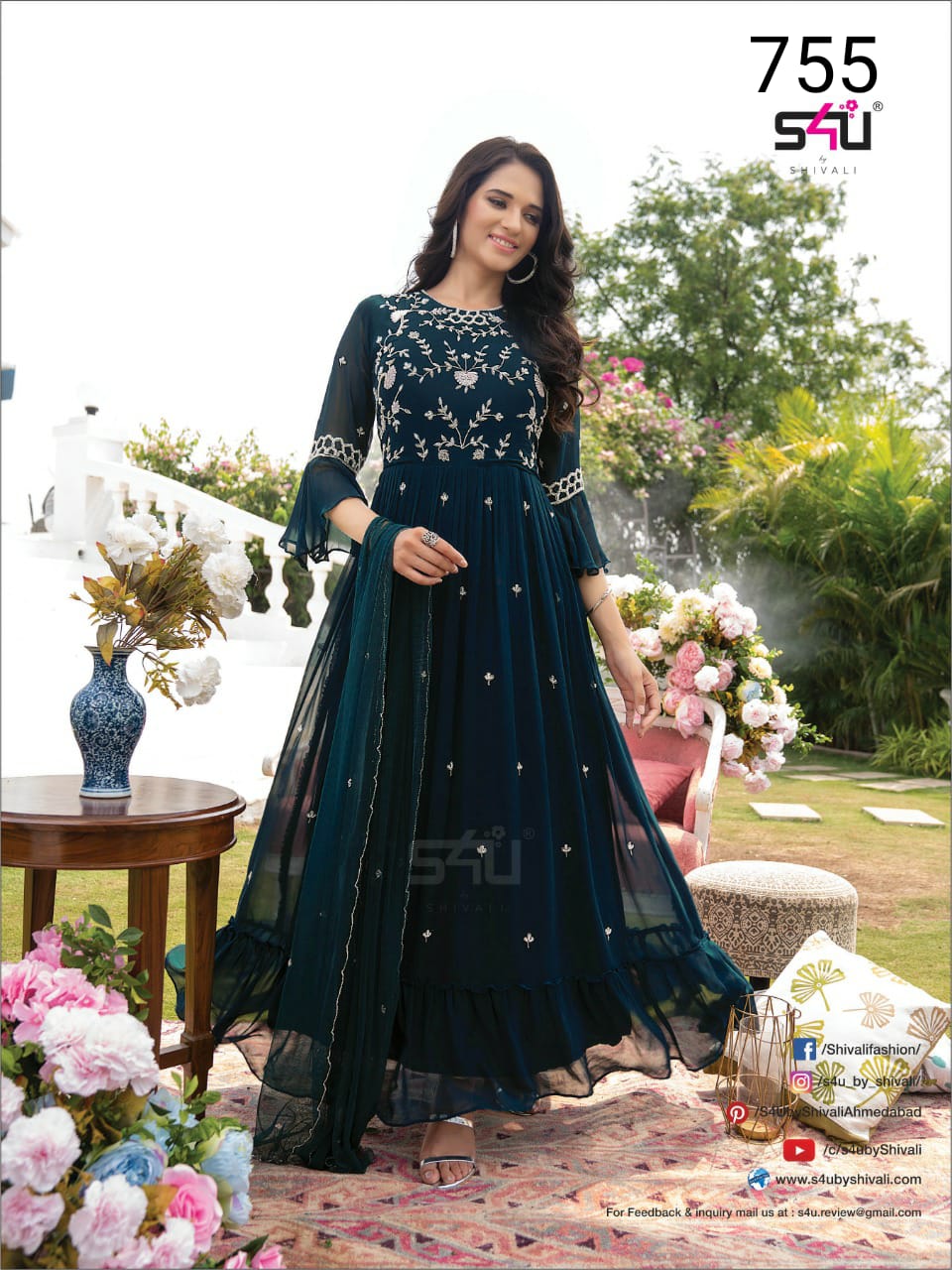 s4u d no 755 fancy grecful look indo western size set