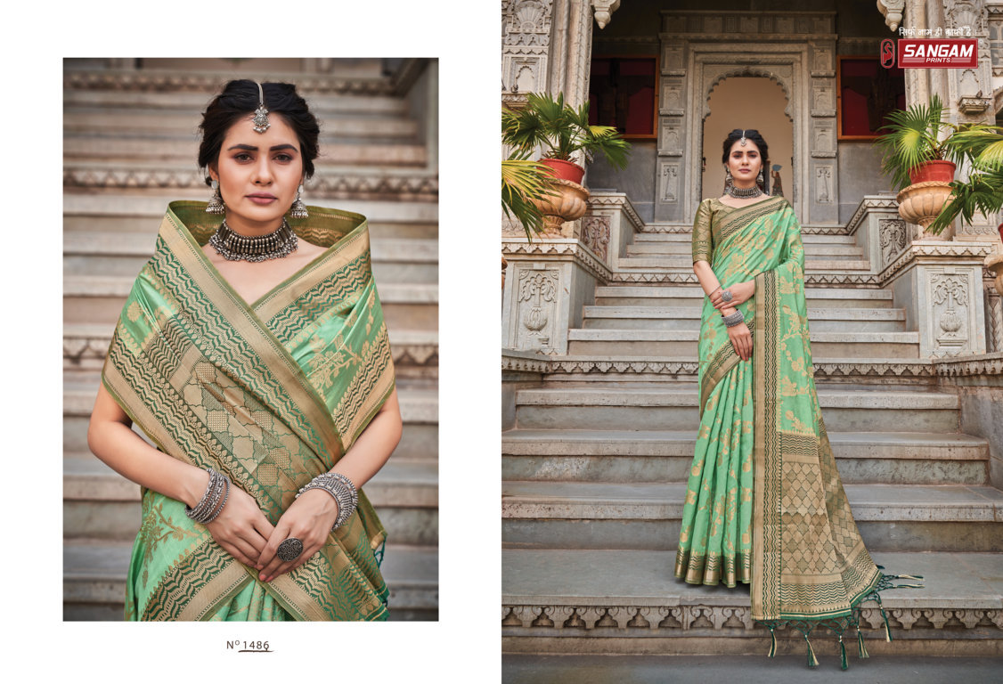 sangam print alekha silk gorgeous look saree catalog