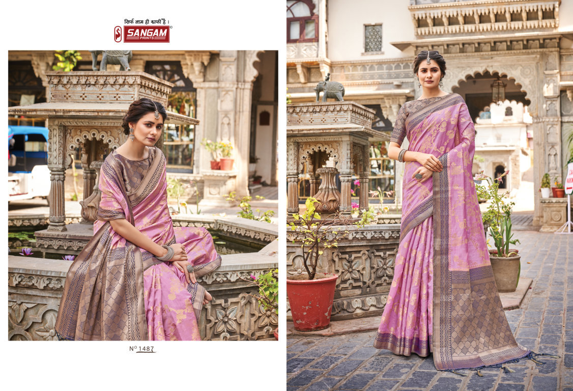 sangam print alekha silk gorgeous look saree catalog