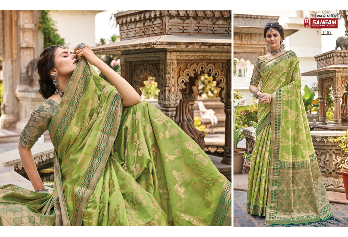 sangam print alekha silk gorgeous look saree catalog